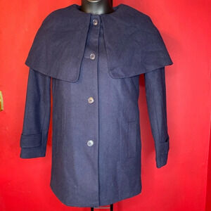 H&M Navy Wool Blend Coat Size 4